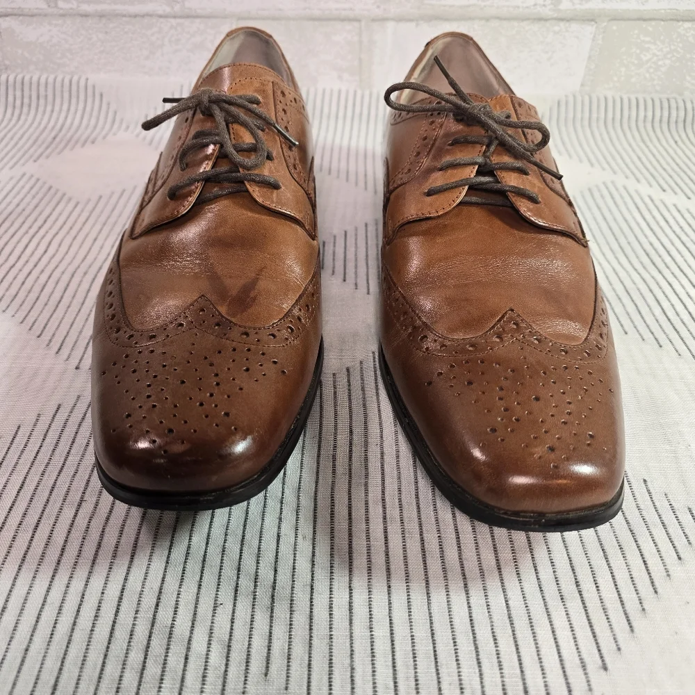 Stacy Adams Men's Size 13M Leather Wingtip Dress Shoes Brown 24738-221